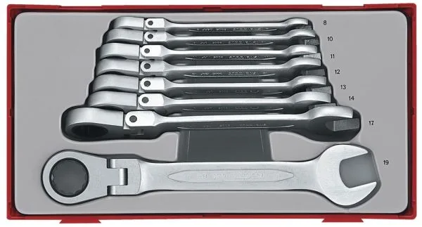 Set flex-gear sleutels TT1 tray 8-19mm 8 delig Teng Tools Rustbuster